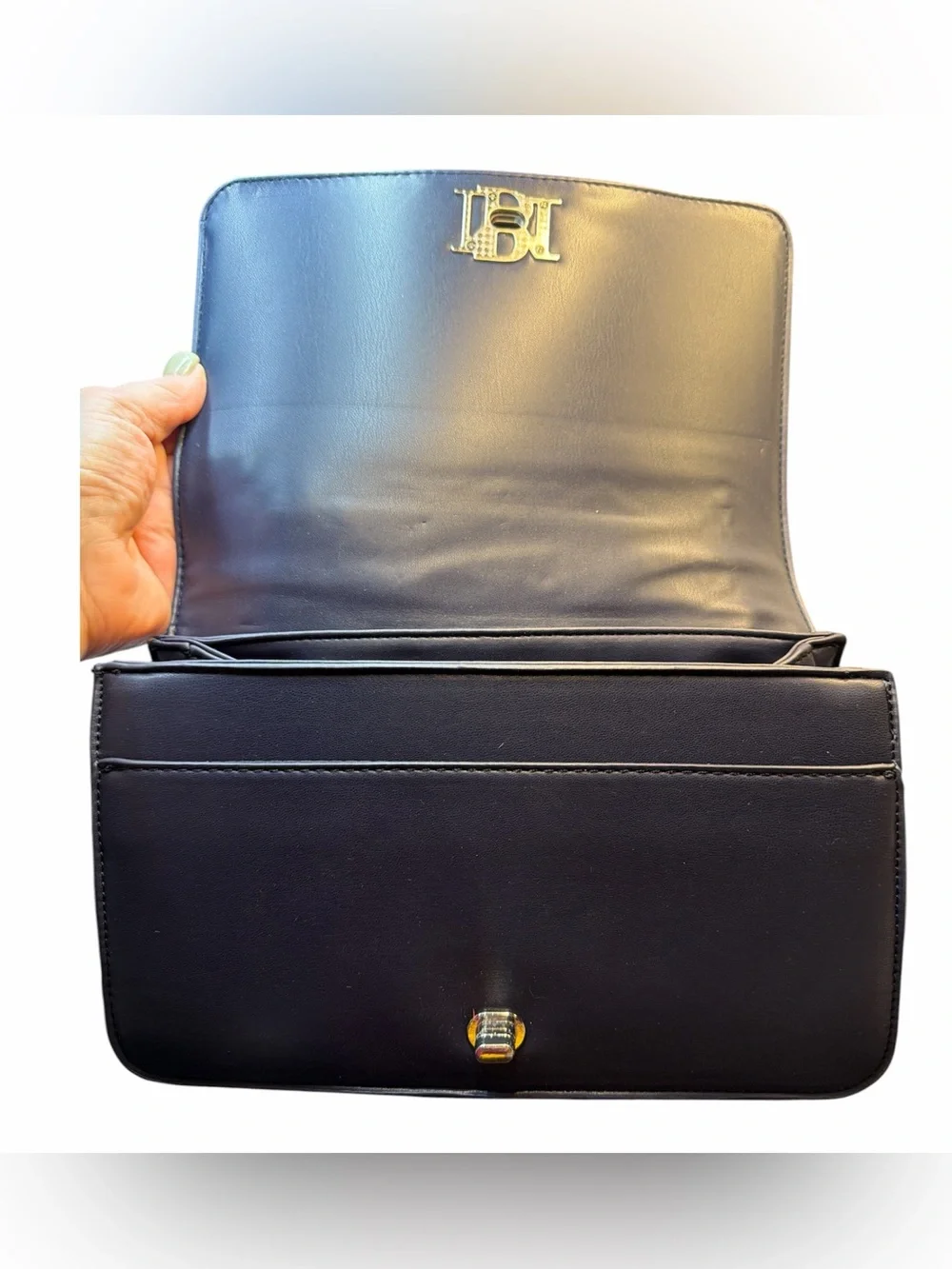 Badgley Mischka Denim Diamond Quilted Crossbody / Pearls on Strap NWT MSRP $159 - Picture 4 of 6